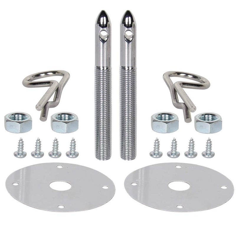 CarBole Chrome Steel Hood Pin Clip Kit Hair-Pin Style (18 Pcs Chrome Hood Pins) - Image 1